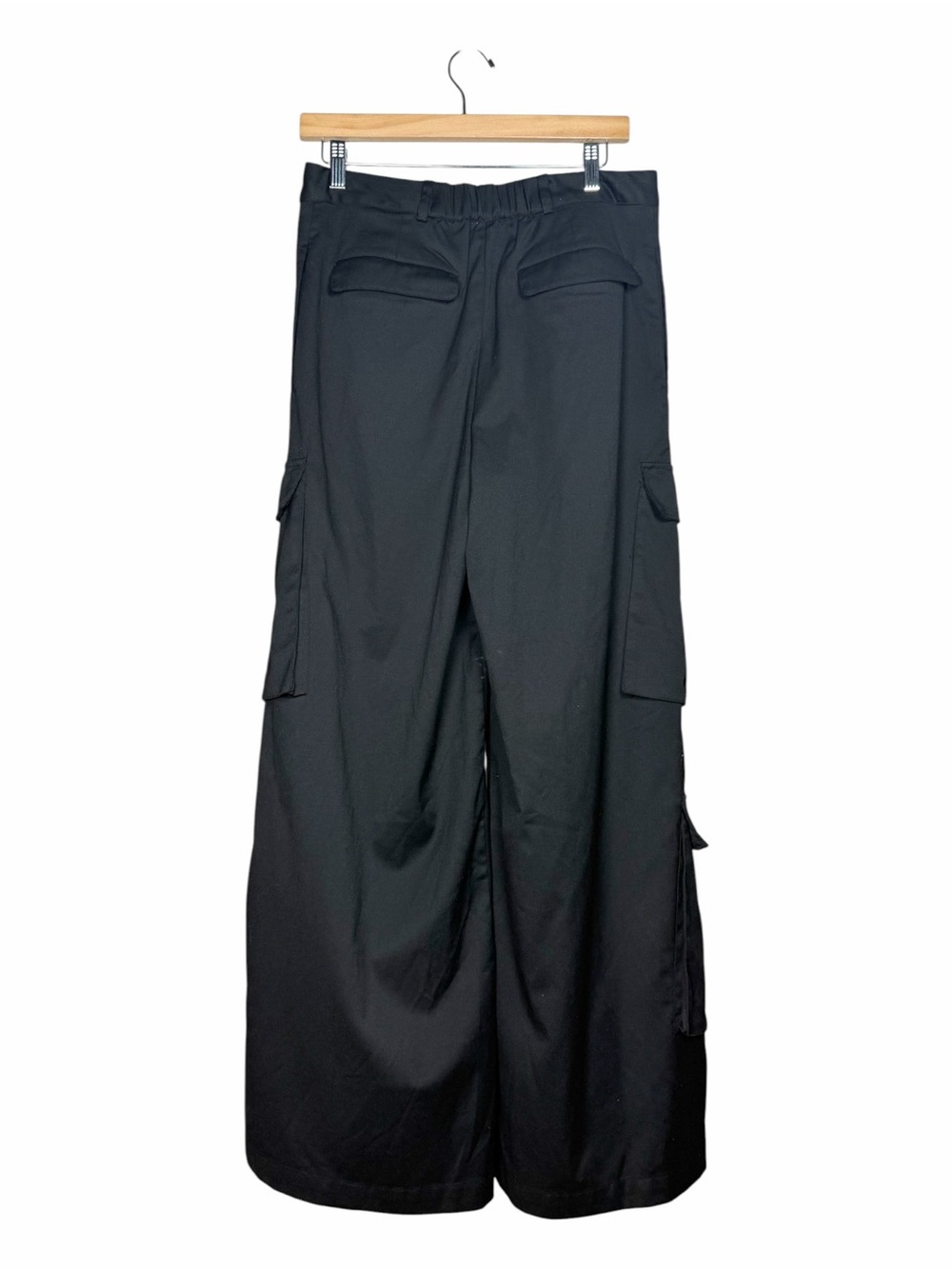 The Drop KarenBritChick Black Cargo Pants Asymmetrical Wide Leg M Utility - Picture 10 of 14